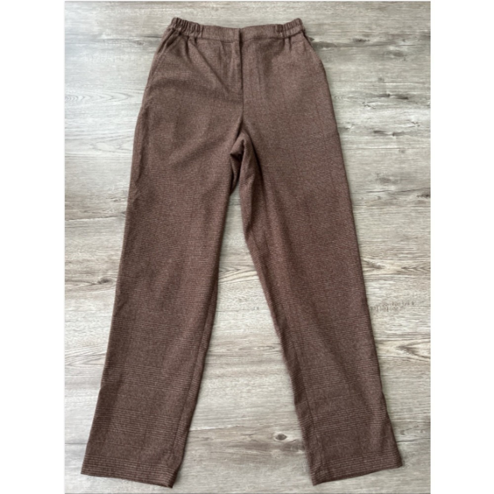 Nordstrom Treasure and Bond Drapey Pants Womens XS Brown Plaid Ankle Length